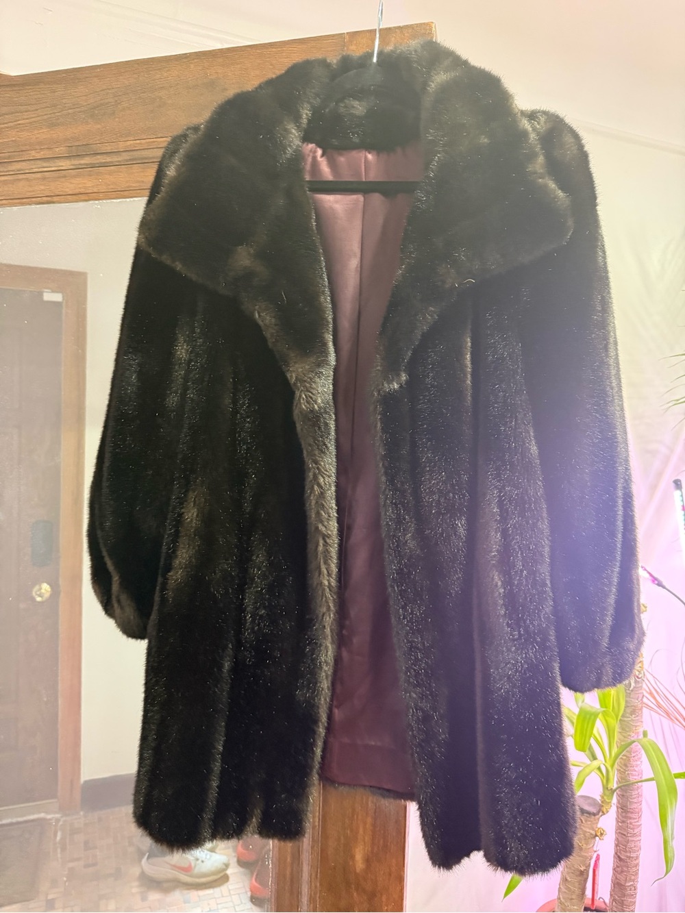 Women's vintage dark brown fur coat